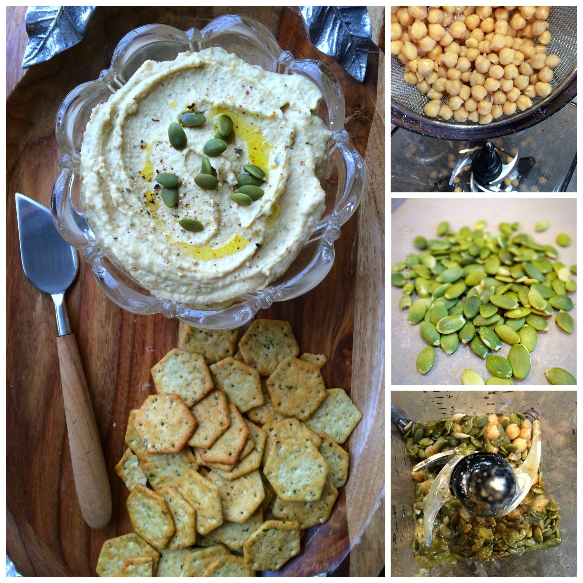 The raw nutty flavor of pumpkin seeds makes this hummus a delicious choice for everyone.  Vegan and Raw!